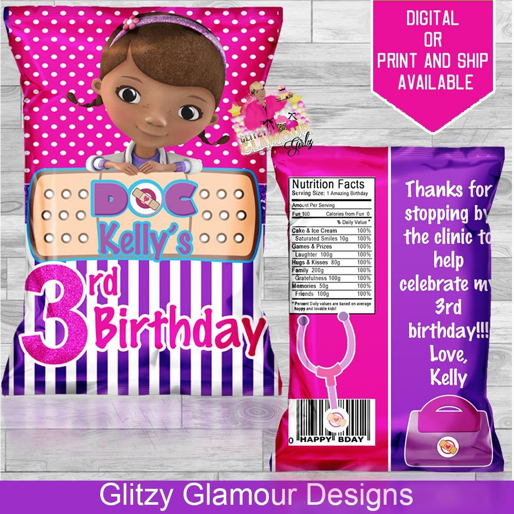 Doc Mcstuffins Chip Bag Glitzy Glamour Designs