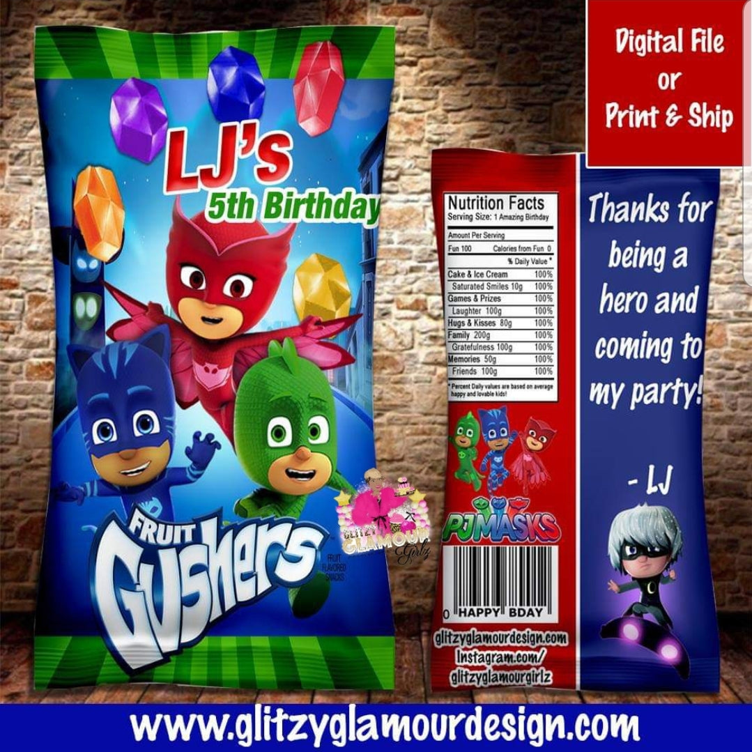 PJ Masks Gushers – Glitzy Glamour Designs